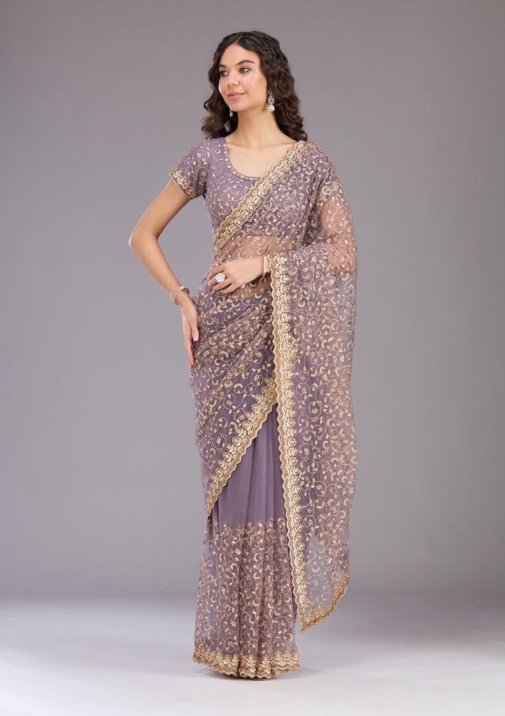 Onion Pink Cutdana Tissue Saree