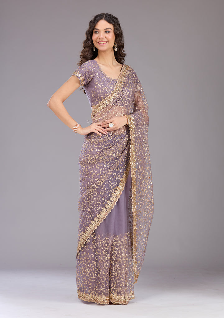 Onion Pink Cutdana Tissue Saree