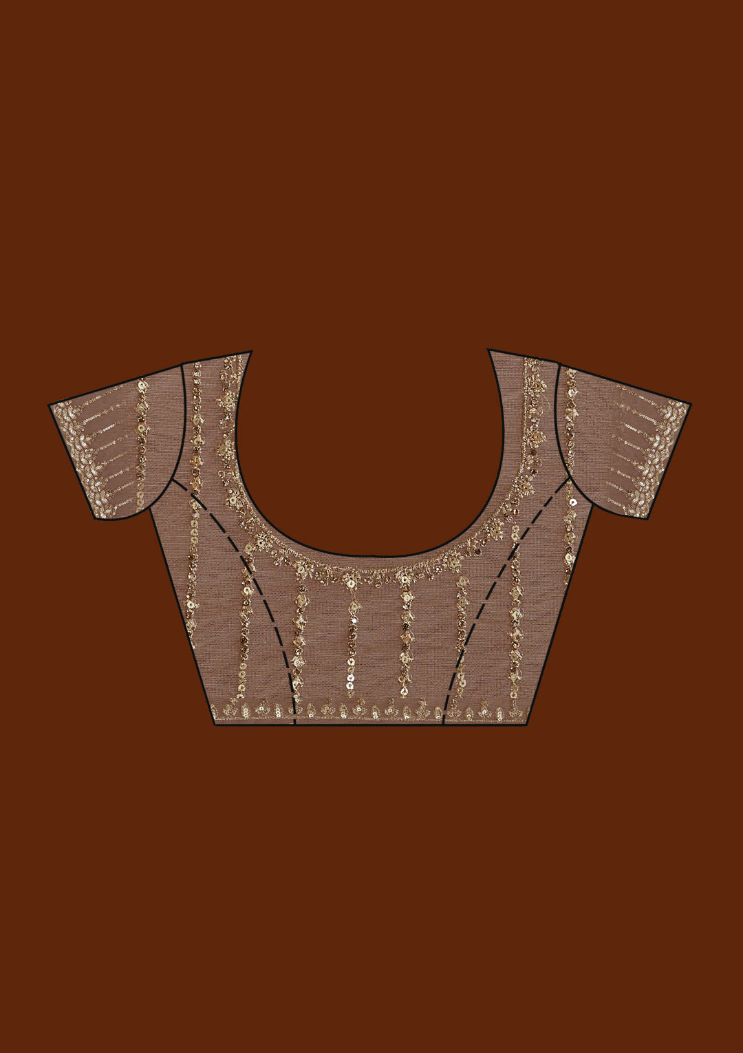 Beige Net Sequins Saree With Matching Blouse Piece