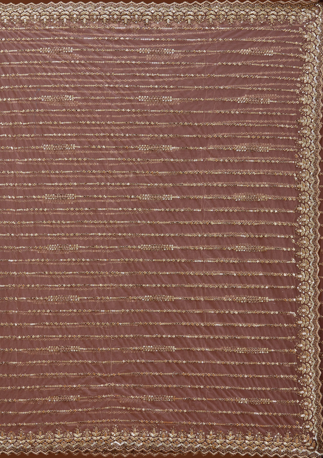 Onion Pink Sequins Net Saree