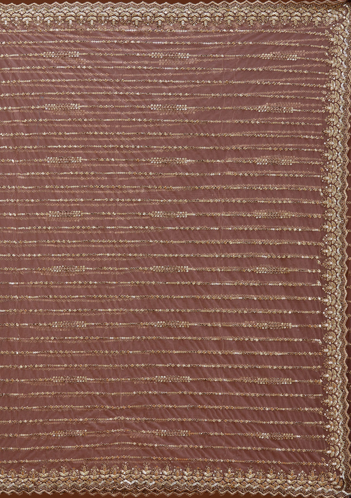 Onion Pink Sequins Net Saree