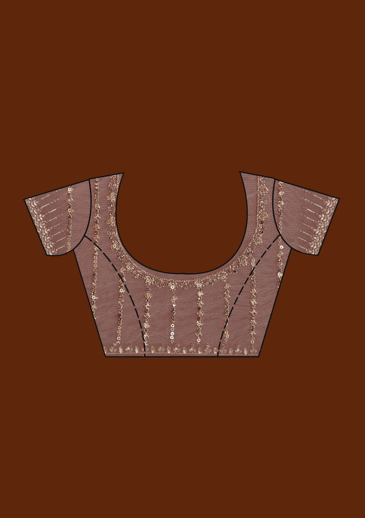 Onion Pink Sequins Net Saree