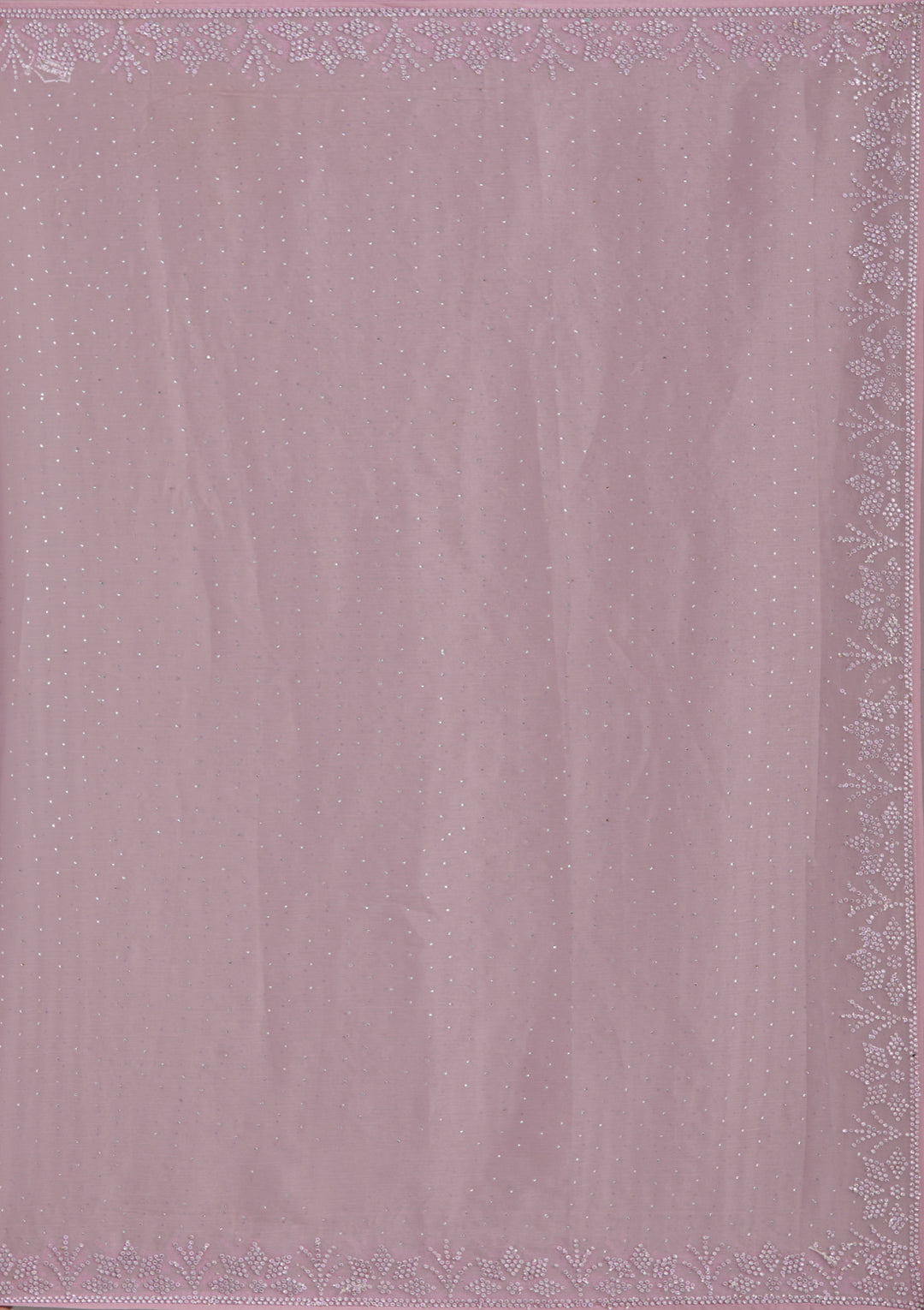 Mauve Chiffon Silver Stonework Saree With Matching Blouse Piece