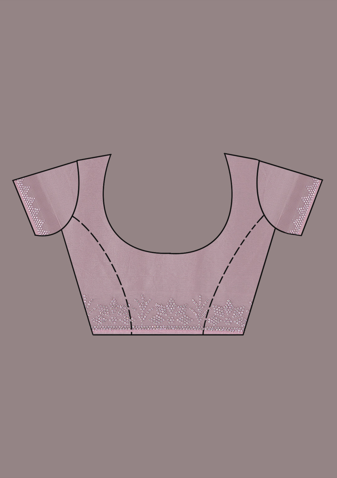 Mauve Chiffon Silver Stonework Saree With Matching Blouse Piece