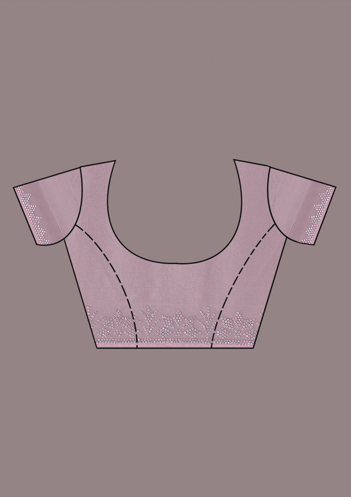 Mauve Chiffon Silver Stonework Saree With Matching Blouse Piece