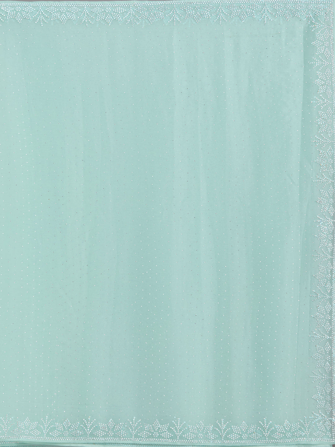 Sea Green Stonework (Silver) Chiffon Saree