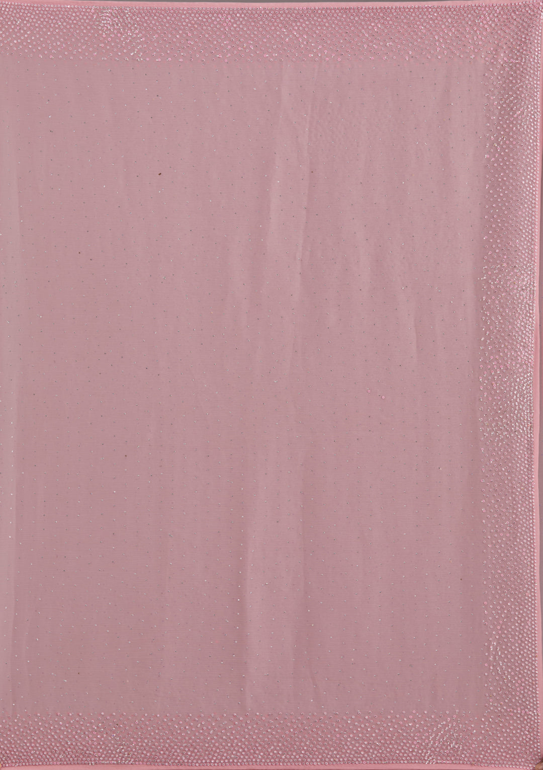 Gajari Pink Chiffon Silver Stonework Saree With Matching Blouse Piece