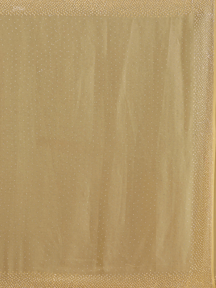 Yellow Chiffon Silver Stonework Saree With Matching Blouse Piece