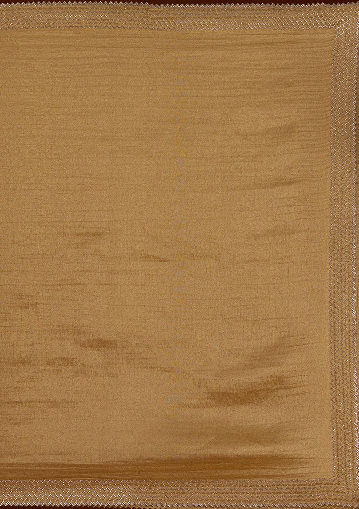 Mustard Stonework (Gold) Organza Saree