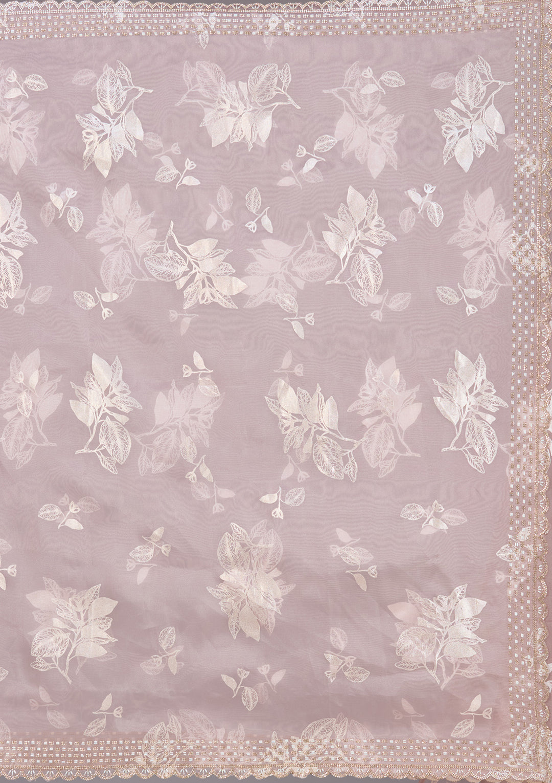 Onion Pink Stonework (Gold) Organza Saree