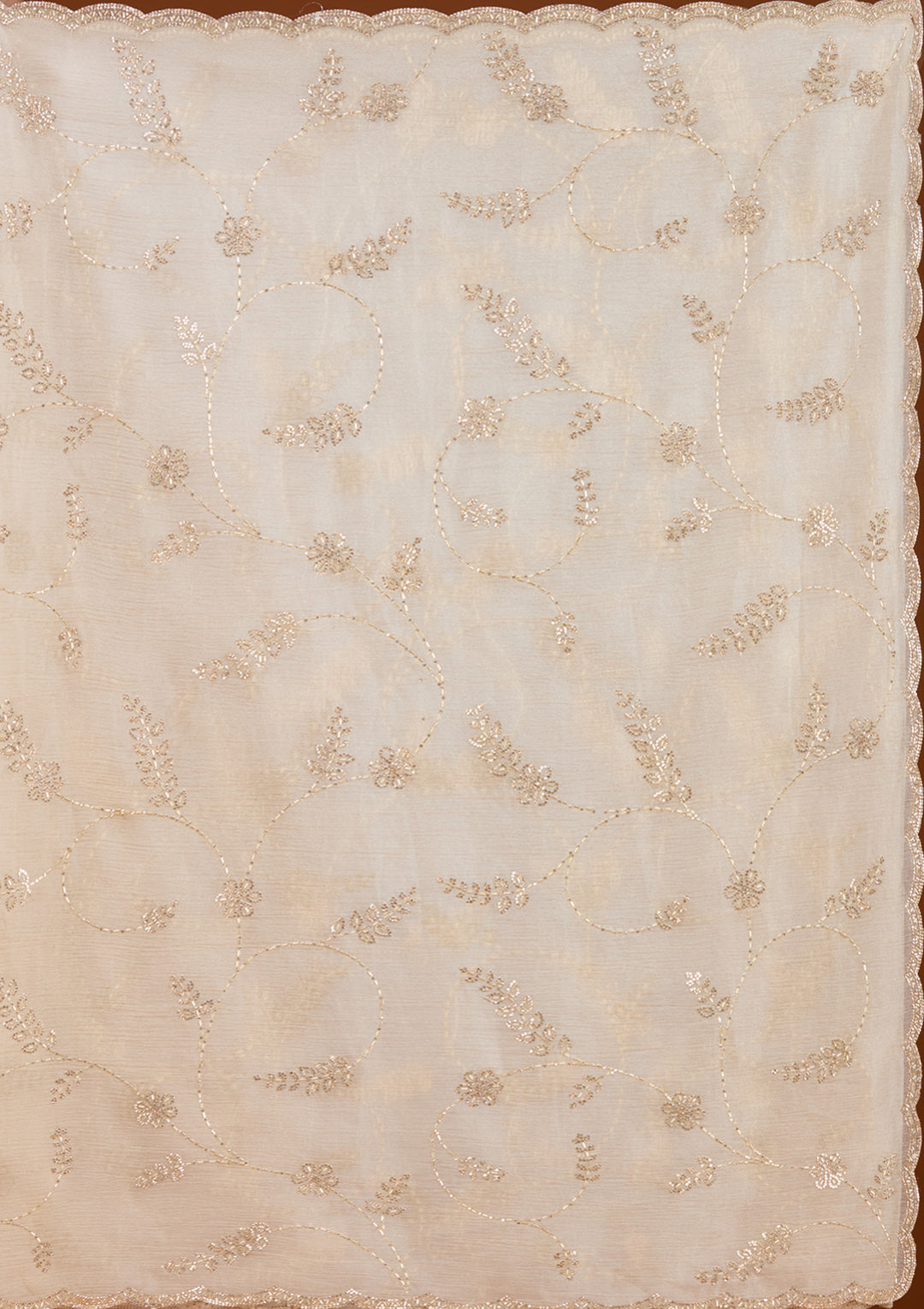 Beige Stonework (Gold) Tissue Saree
