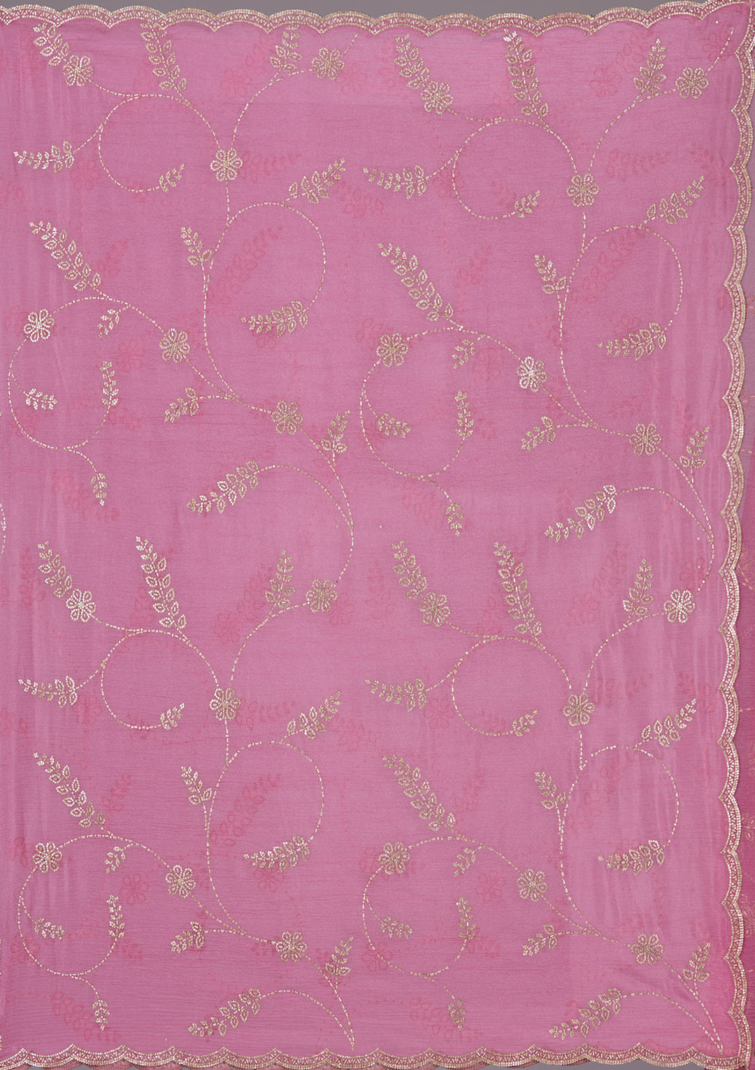 Onion Pink Tissue Gold Stonework Saree With Matching Blouse Piece