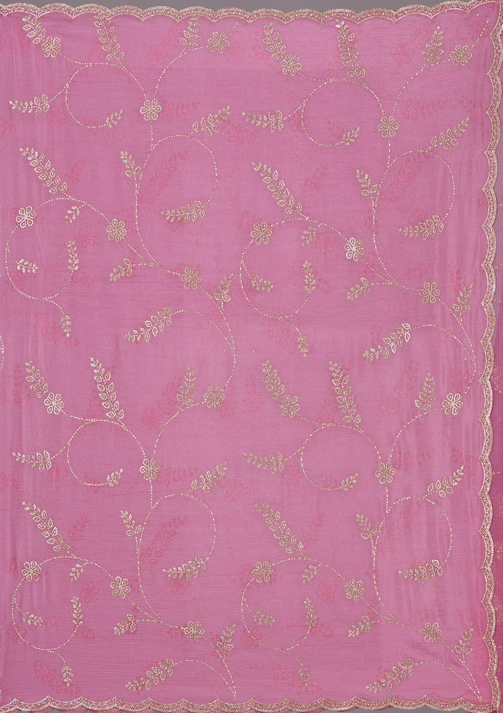 Onion Pink Tissue Gold Stonework Saree With Matching Blouse Piece