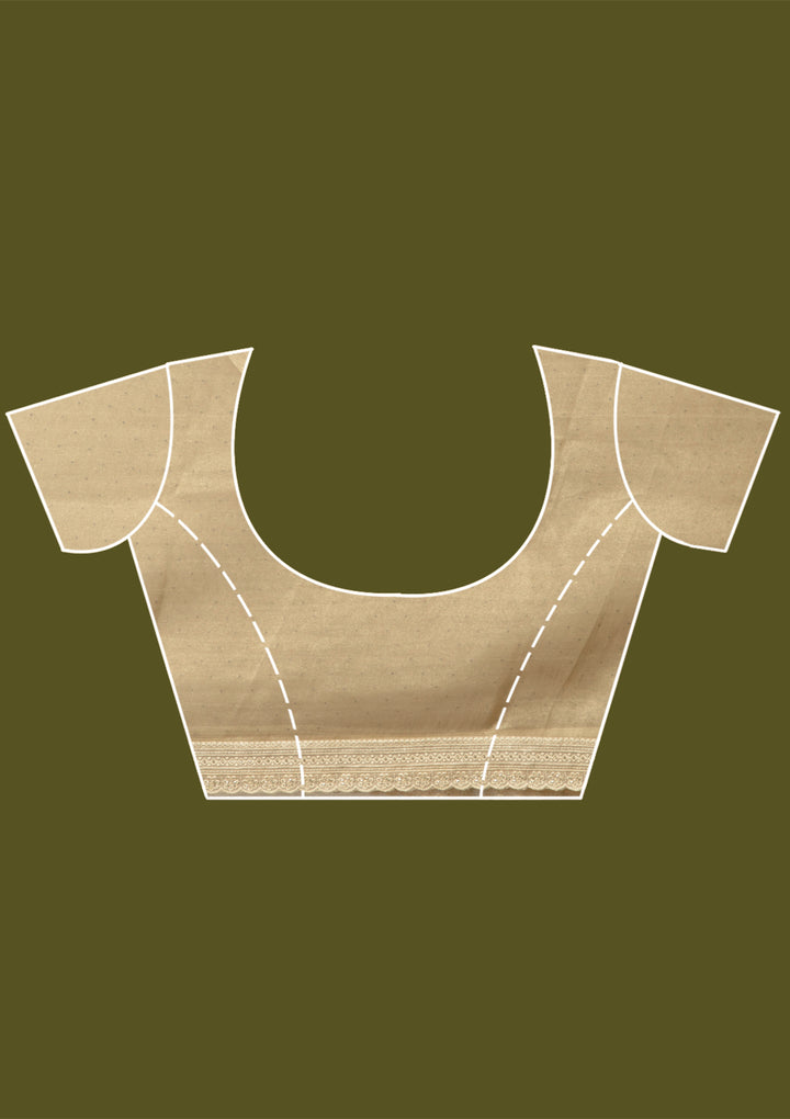 Beige Tissue Gold Zariwork Saree With Matching Blouse Piece