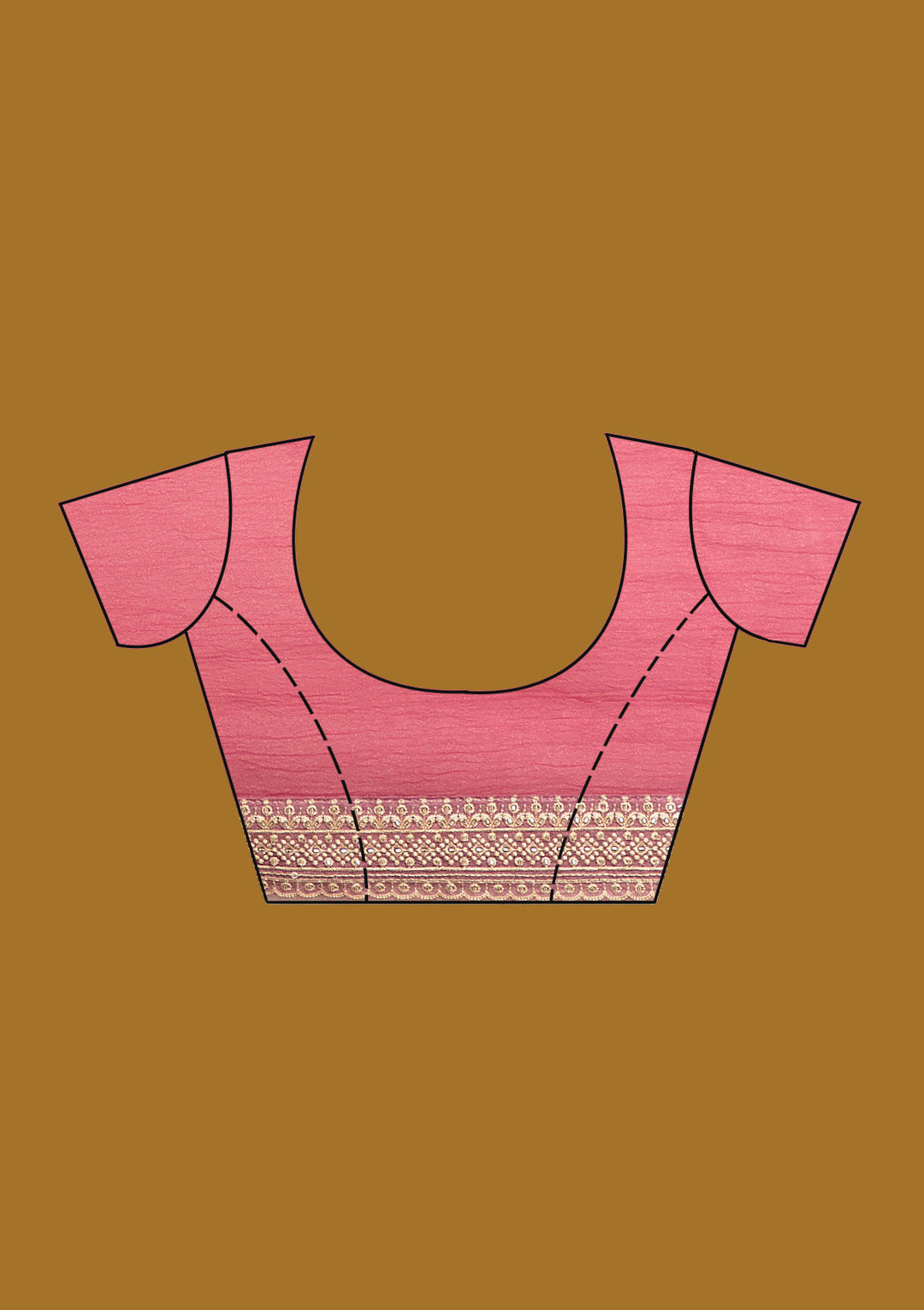 Onion Pink Tissue Gold Zariwork Saree With Matching Blouse Piece