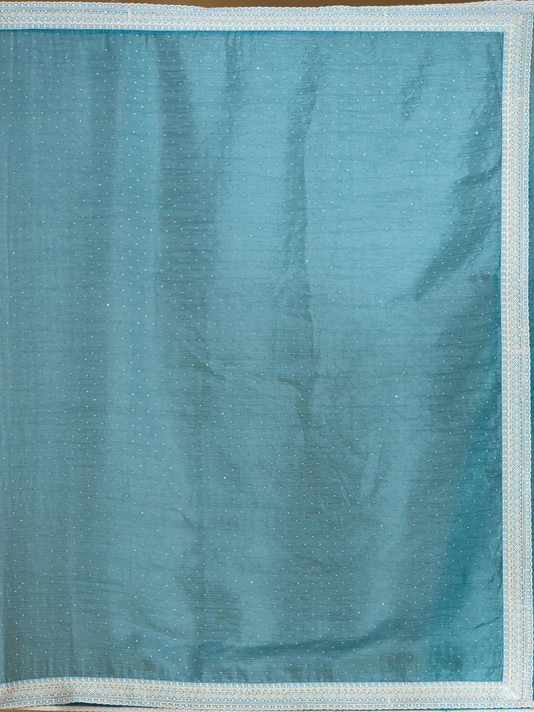 Sky Blue Tissue Gold Zariwork Saree With Matching Blouse Piece