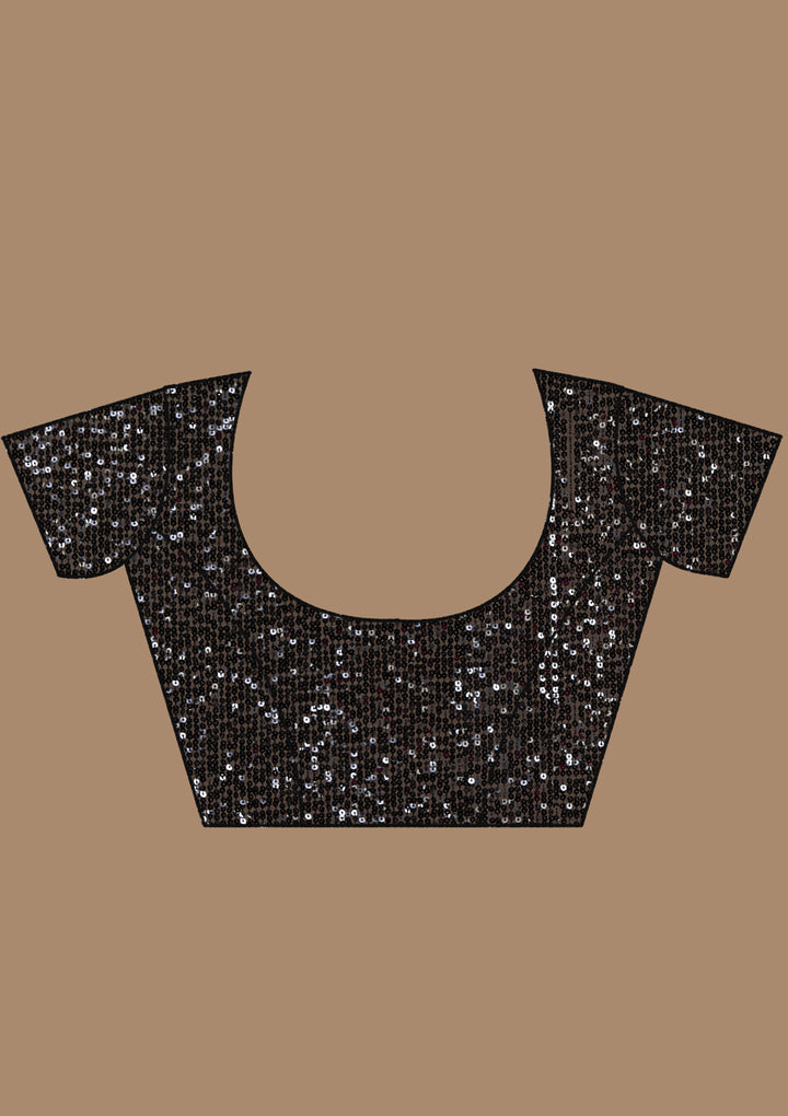 Black Sequins Georgette Saree