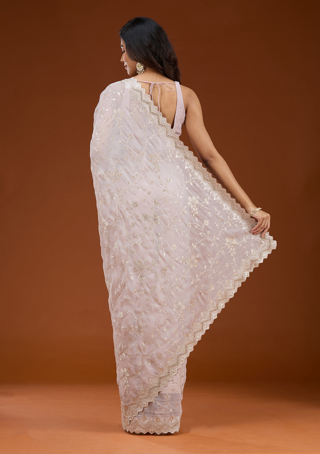 Mauve Zariwork (Gold) Georgette Saree