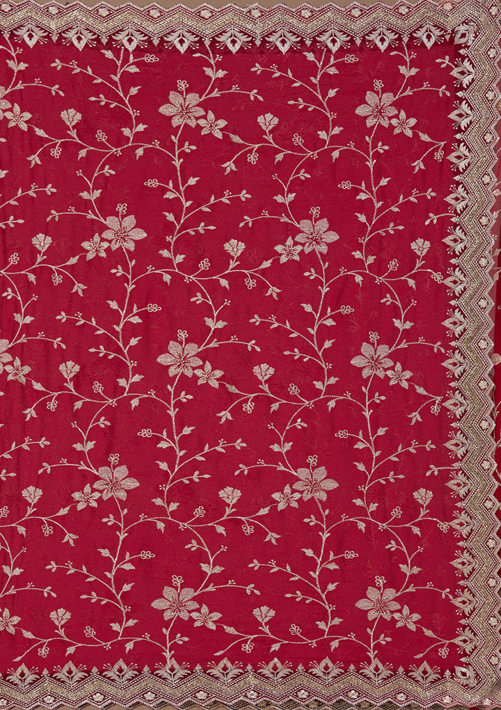 Rani Pink Zariwork (Gold) Georgette Saree