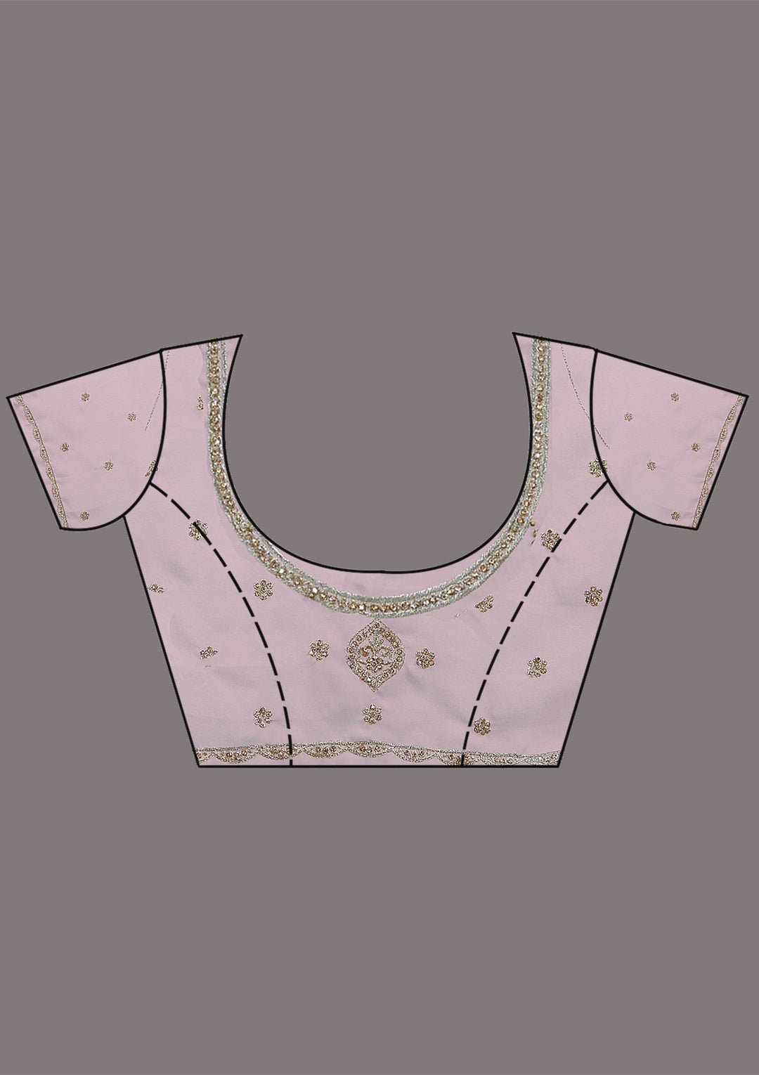 Baby Pink Georgette Gold Zariwork Saree With Matching Blouse Piece