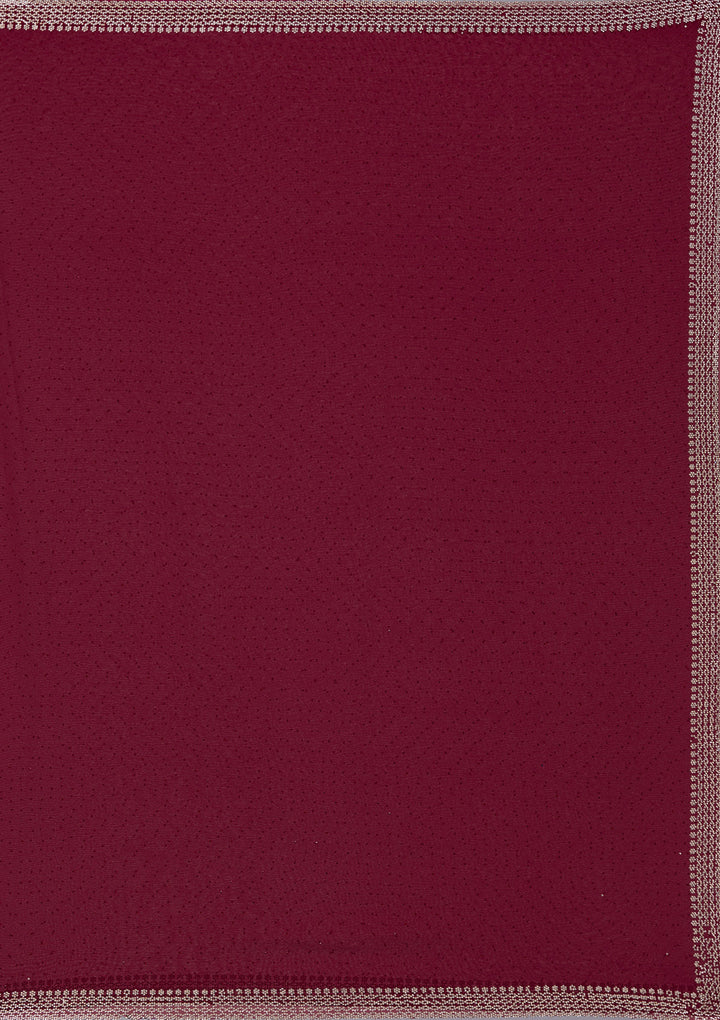 Maroon Georgette Gold Stonework Saree With Matching Blouse Piece