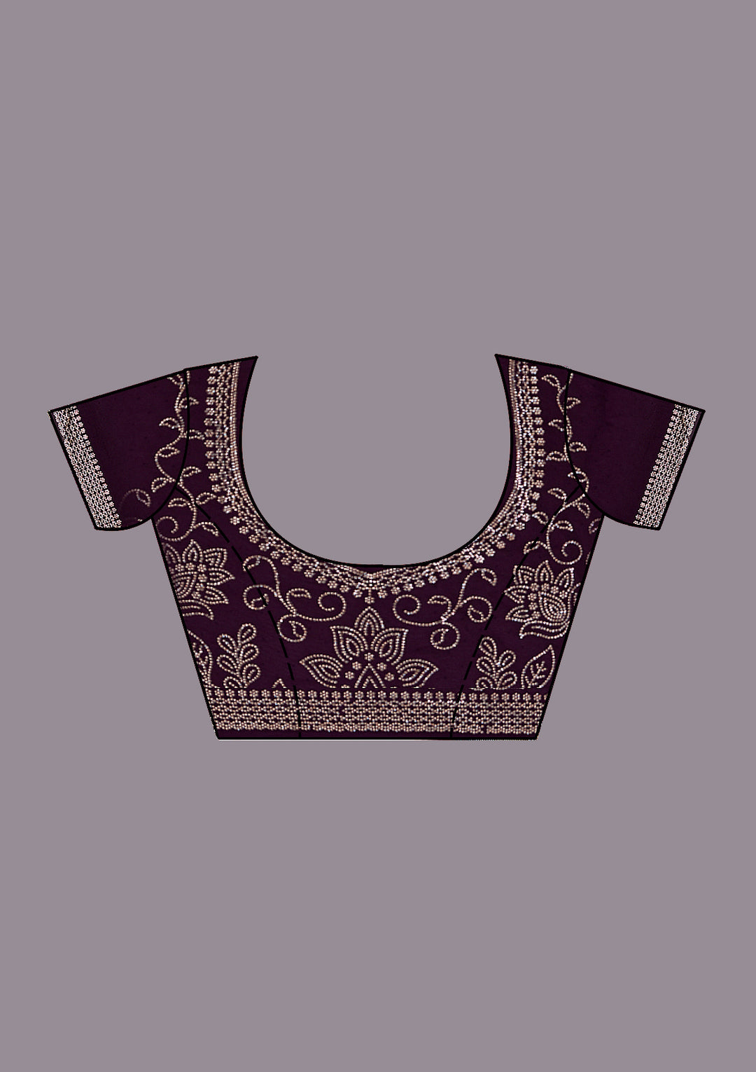 Purple Georgette Gold Stonework Saree With Matching Blouse Piece