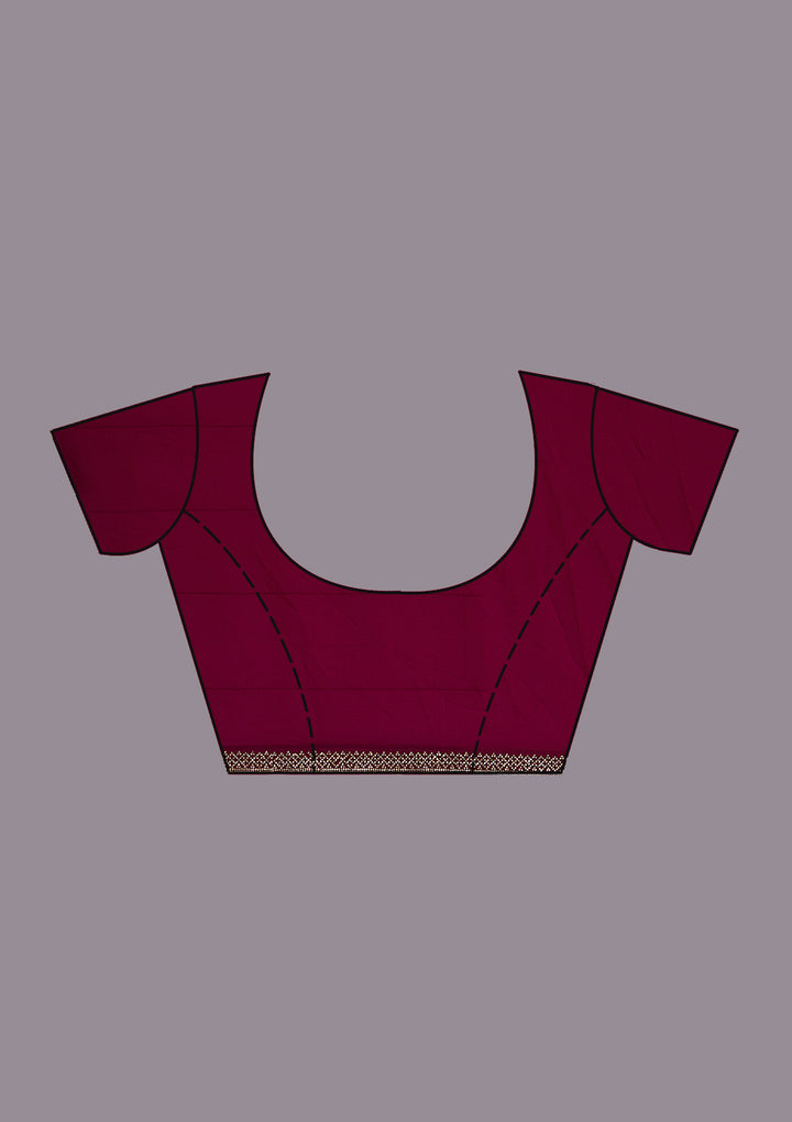 Maroon Georgette Gold Stonework Saree With Matching Blouse Piece