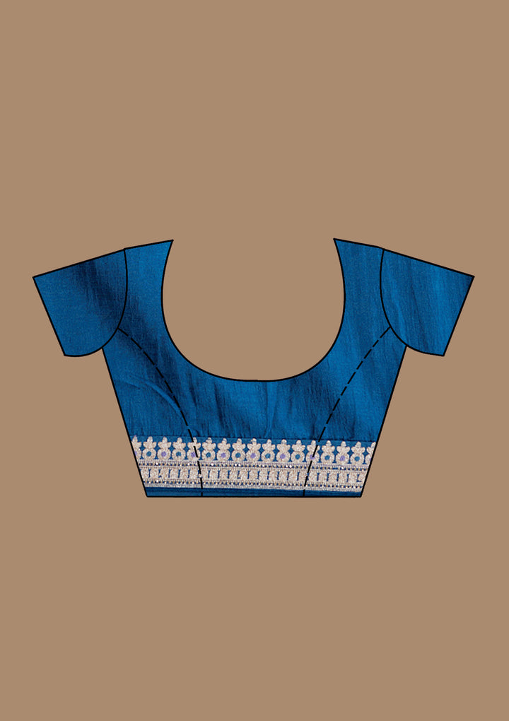 Navy Blue Soft Raw Silk Gold Zariwork Saree With Matching Blouse Piece