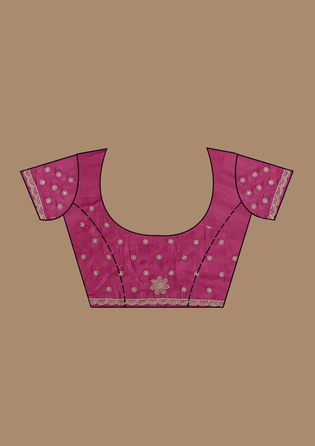 Onion Pink Soft Raw Silk Threadwork Saree With Matching Blouse Piece