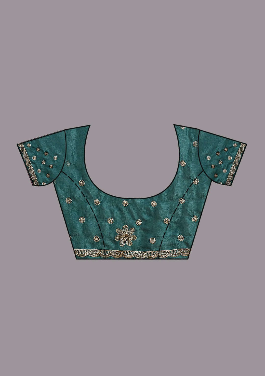 Sea Green Soft Raw Silk Threadwork Saree With Matching Blouse Piece