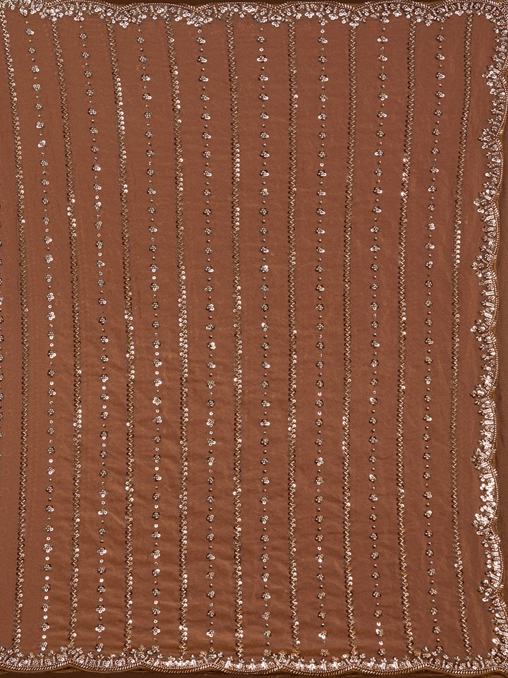 Brown Cutdana Tissue Saree