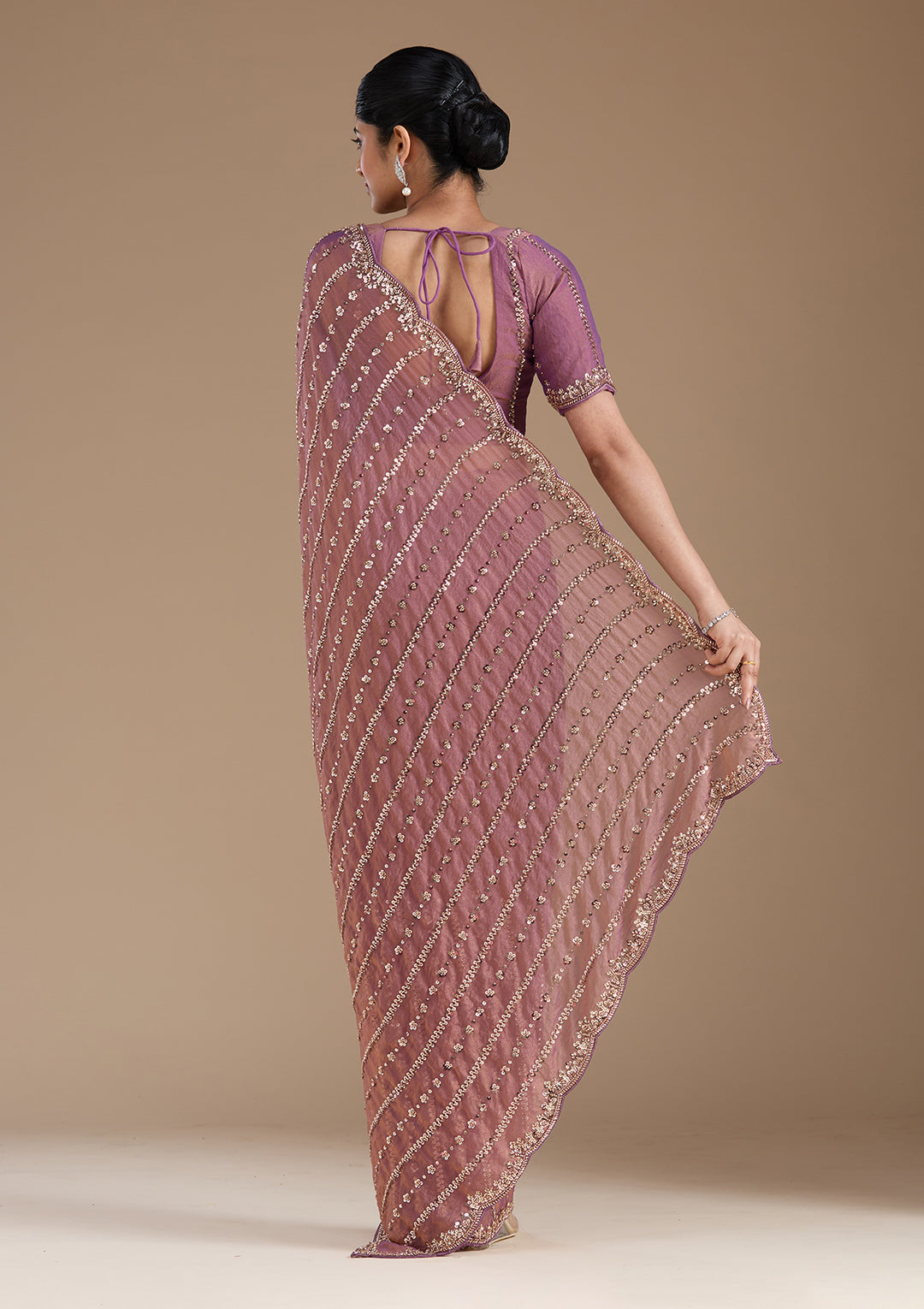 Lavender Cutdana Tissue Saree