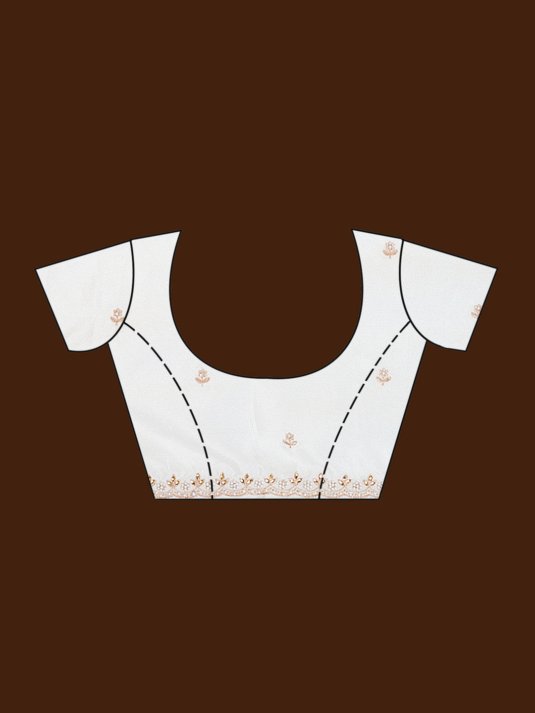 Cream Pearl Work (Gold) Chinon Saree