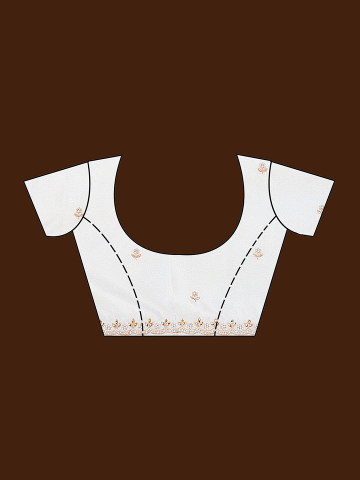 Cream Pearl Work (Gold) Chinon Saree