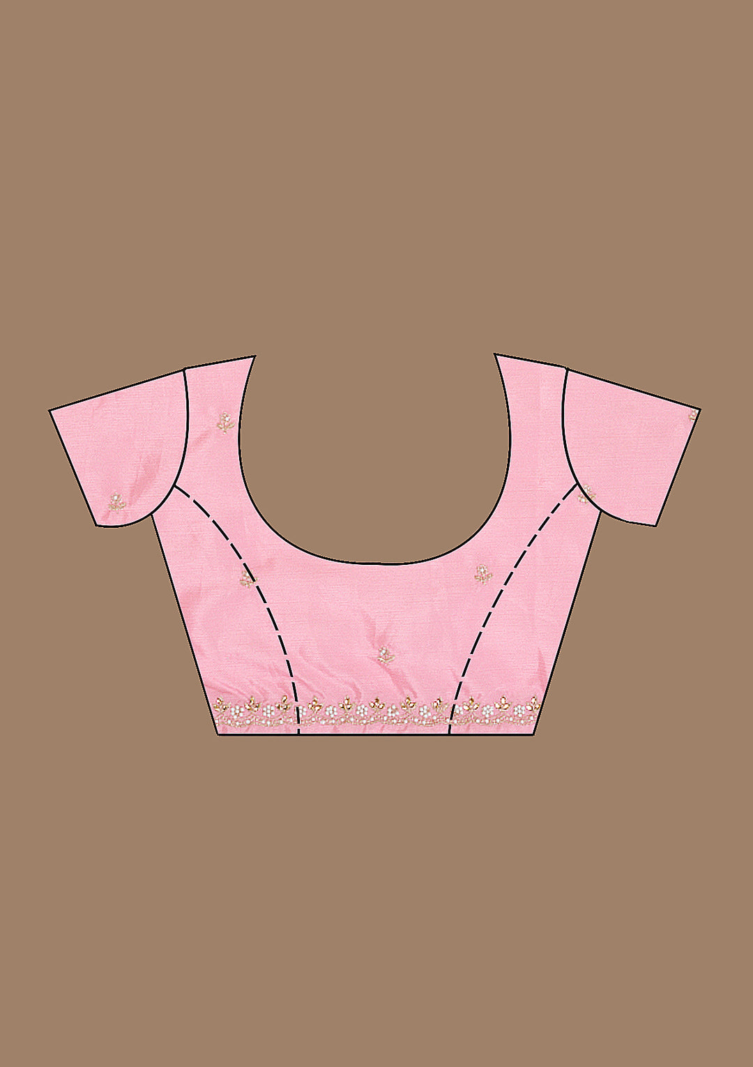 Onion Pink Zariwork (Gold) Chinon Saree