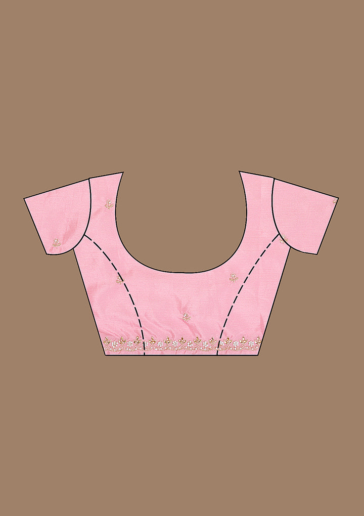 Onion Pink Zariwork (Gold) Chinon Saree