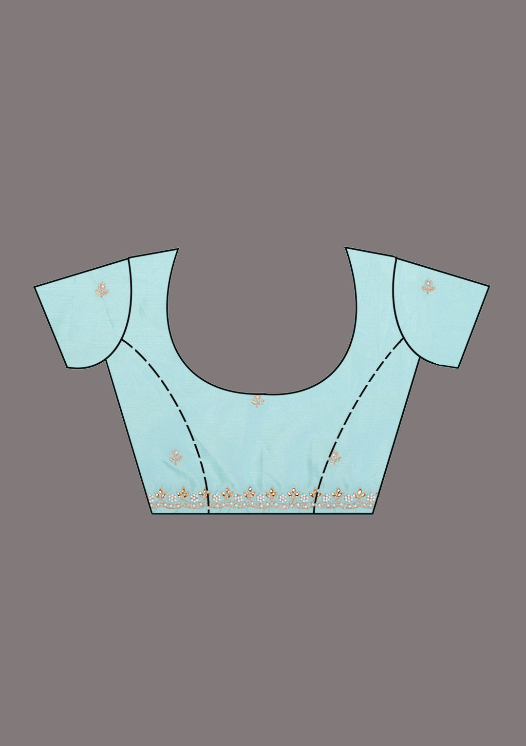 Sky Blue Zariwork (Gold) Chinon Saree