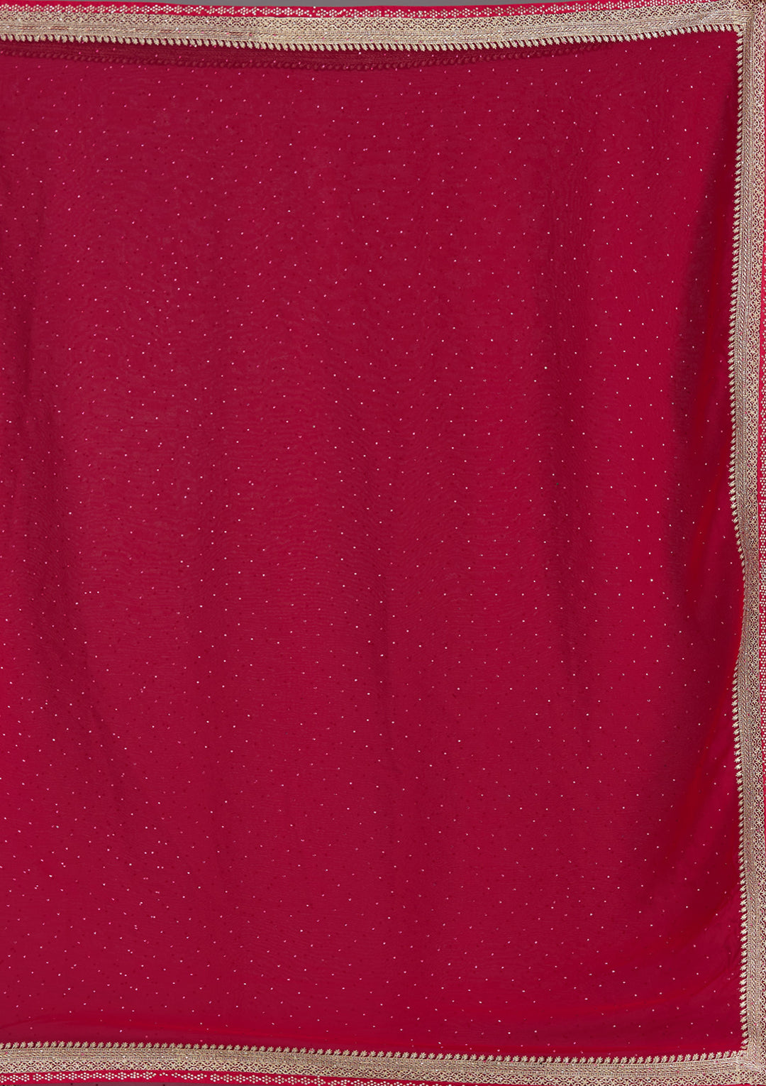 Rani Pink Georgette Silver Zariwork Saree With Matching Blouse Piece