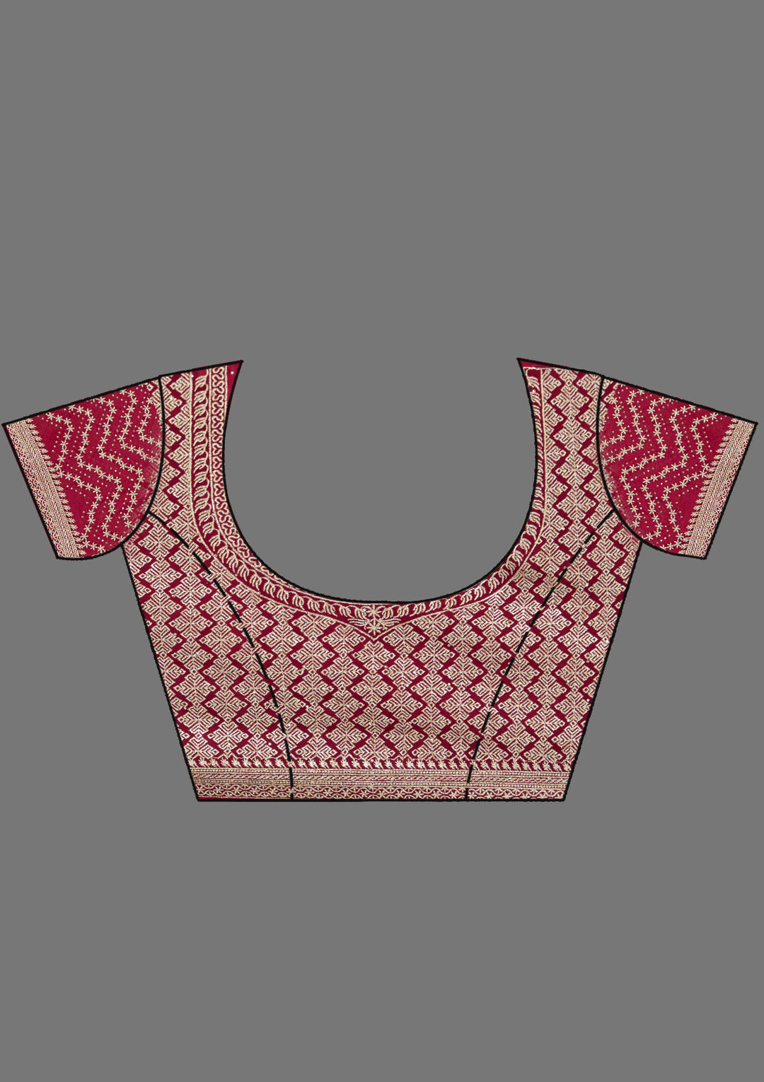 Rani Pink Georgette Silver Zariwork Saree With Matching Blouse Piece