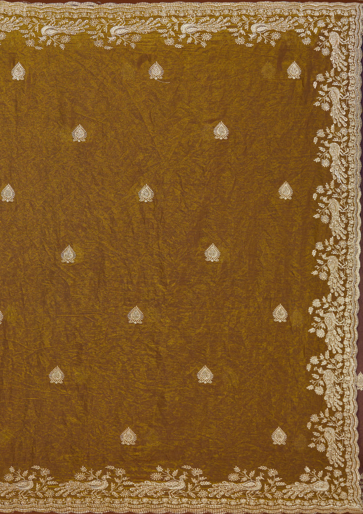 Mustard Zariwork (Gold) Tissue Saree