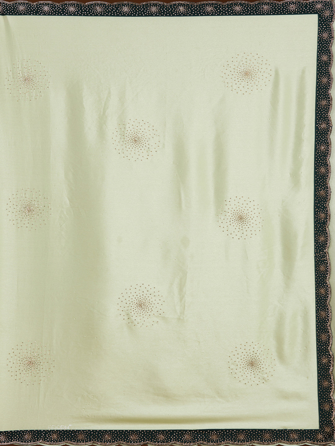 Pista Green Stonework (Silver) Velvet Saree