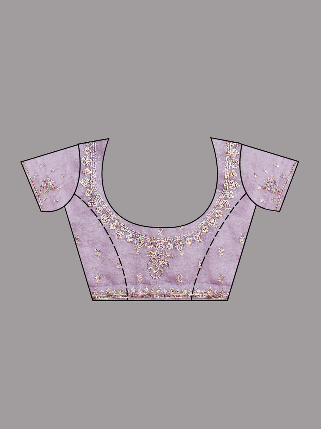 Lavender Tissue Silver Zariwork Saree With Matching Blouse Piece
