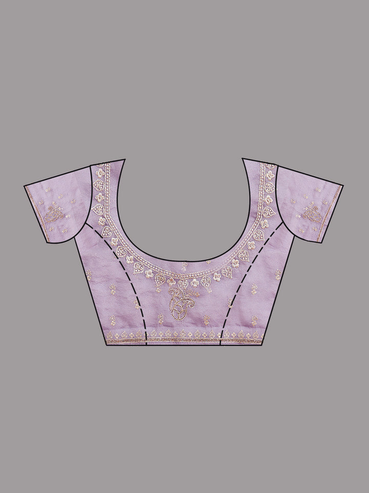 Lavender Tissue Silver Zariwork Saree With Matching Blouse Piece
