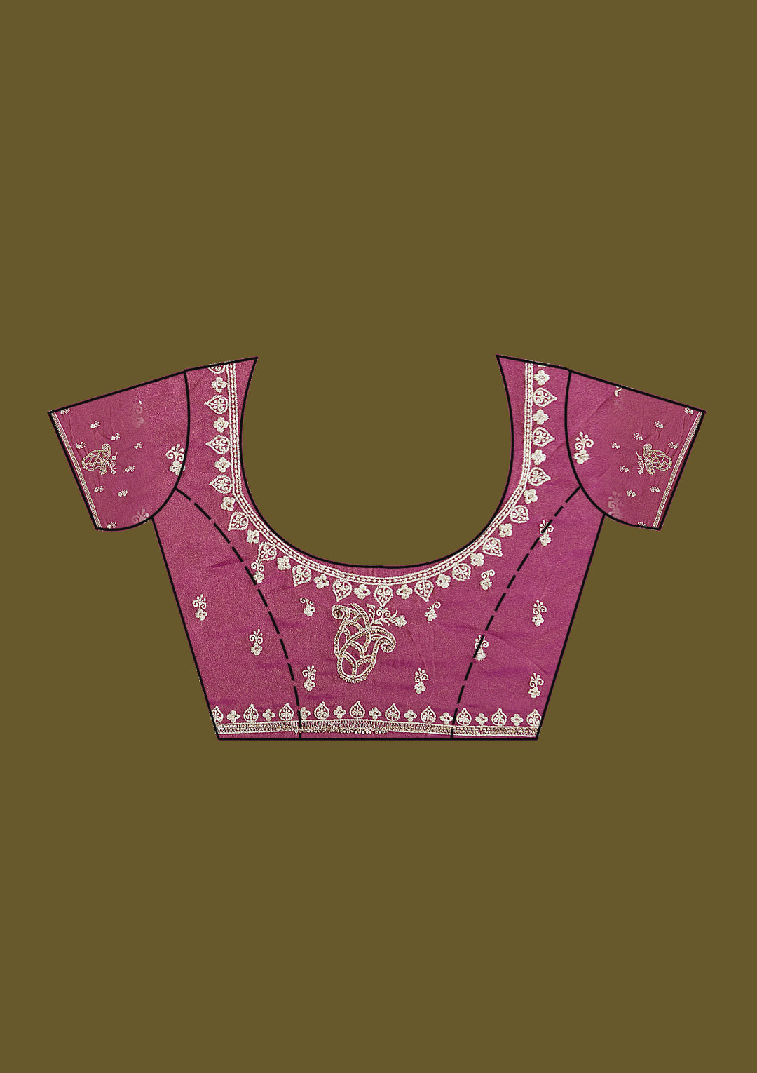 Onion Pink Tissue Silver Zariwork Saree With Matching Blouse Piece