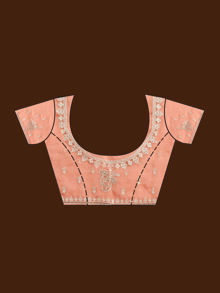 Rust Tissue Silver Zariwork Saree With Matching Blouse Piece