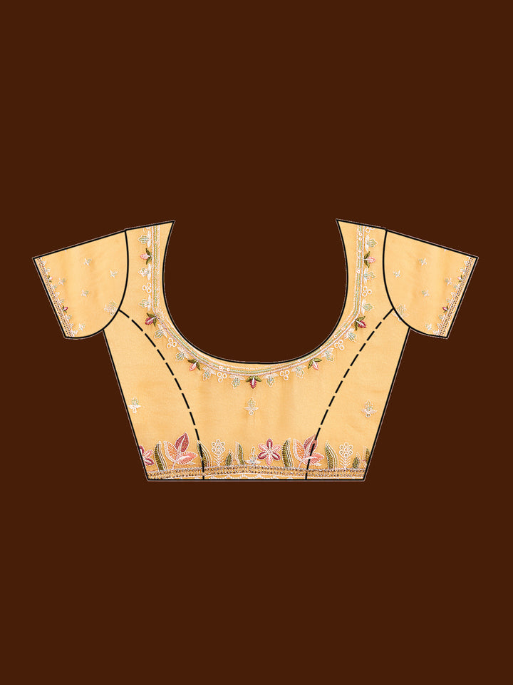 Yellow Threadwork Chiffon Saree