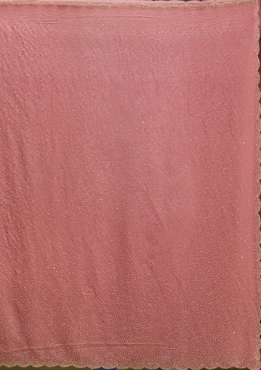 Onion Pink Tissue Gold Stonework Saree With Matching Blouse Piece