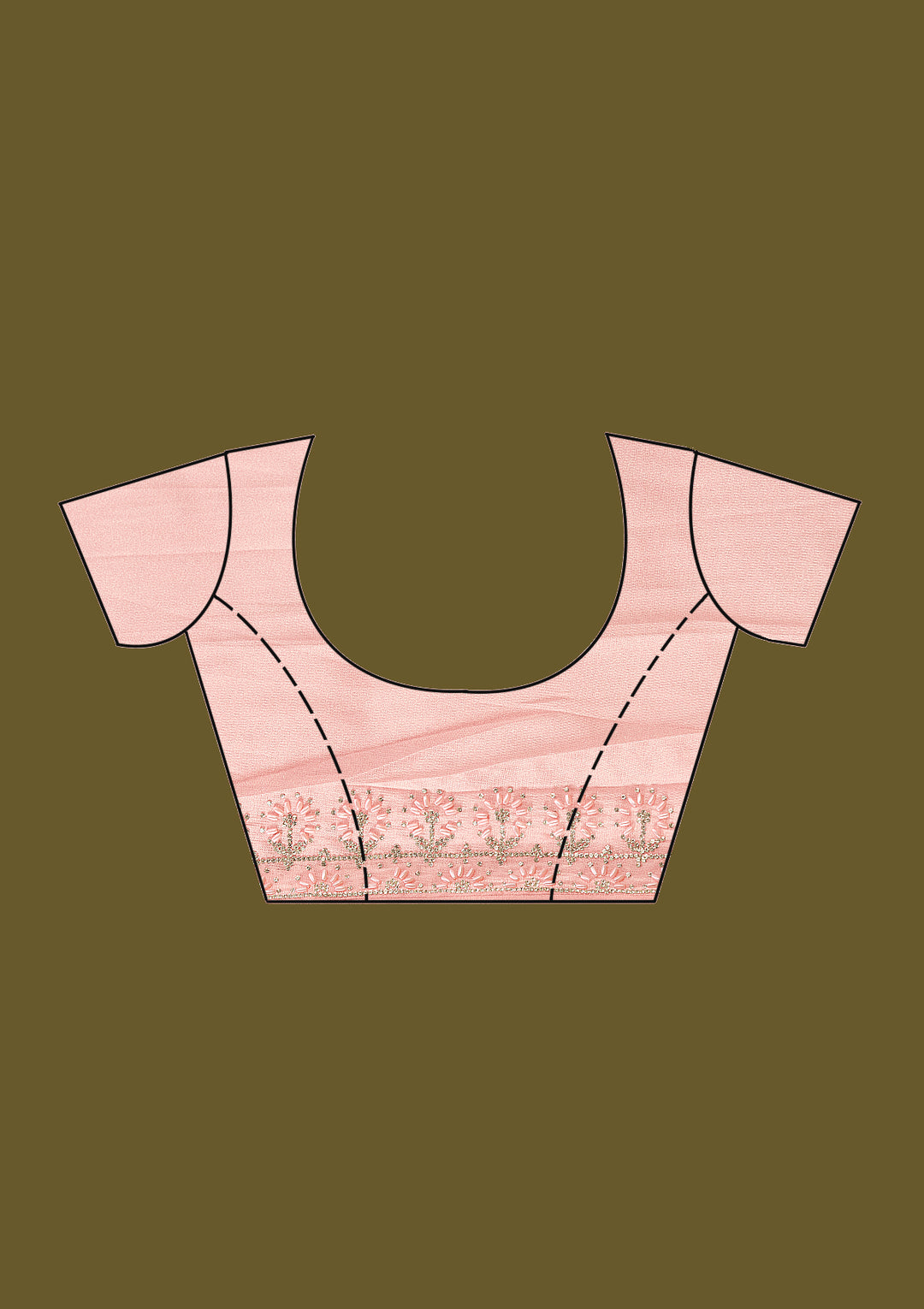 Baby Pink Pearlwork Tissue Saree