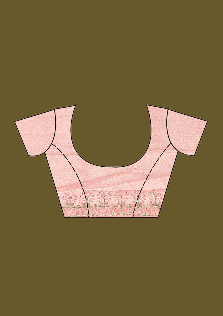 Baby Pink Pearlwork Tissue Saree
