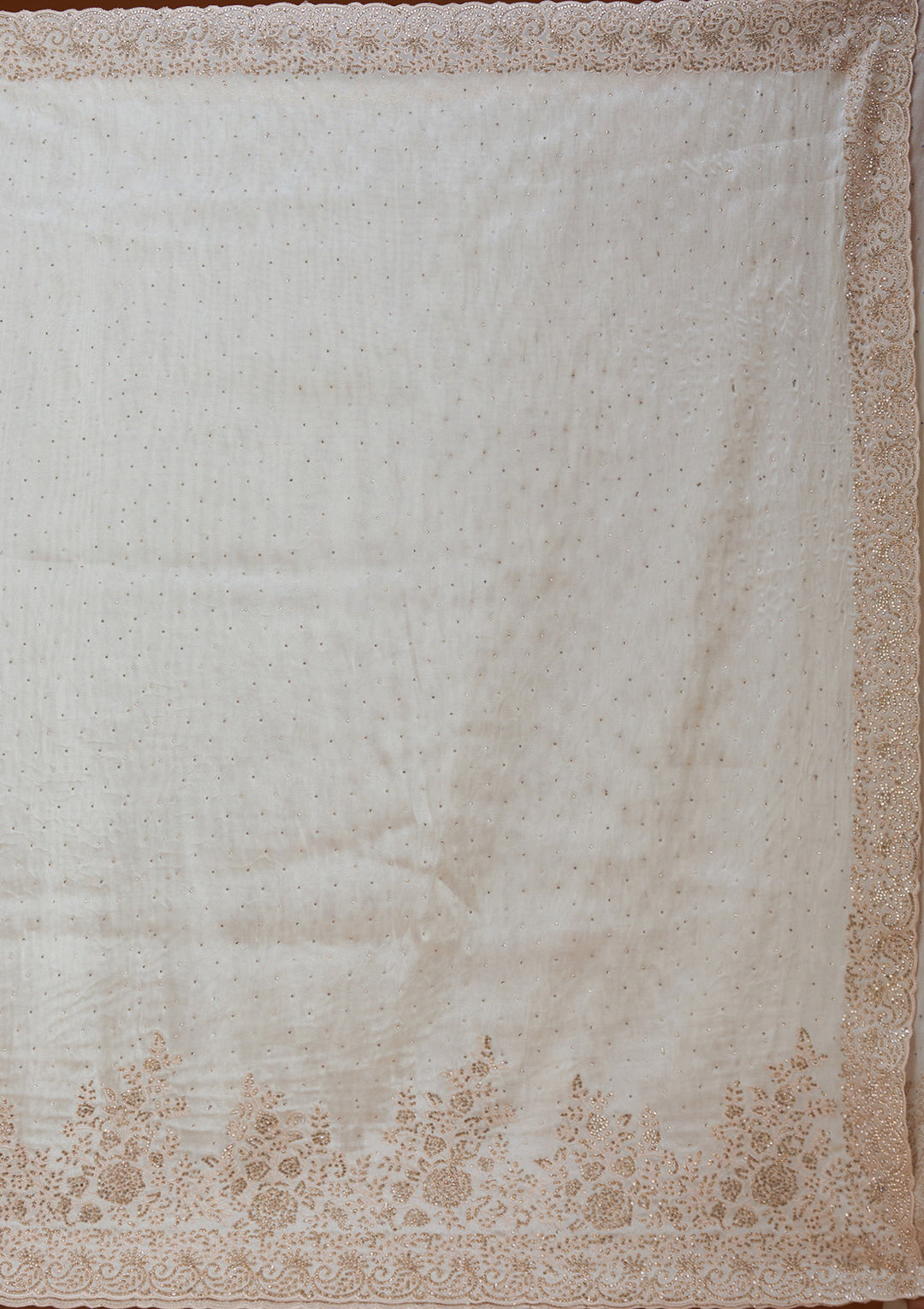Cream Tissue Cording Saree With Matching Blouse Piece
